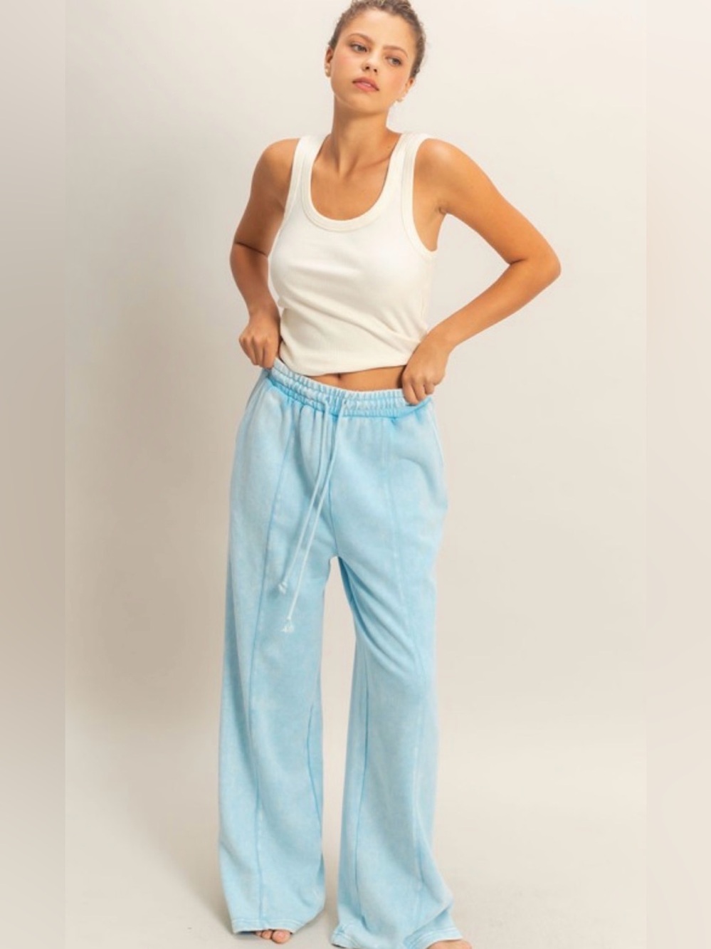 291 Double Zero Light Blue Wide-Leg Drawstring